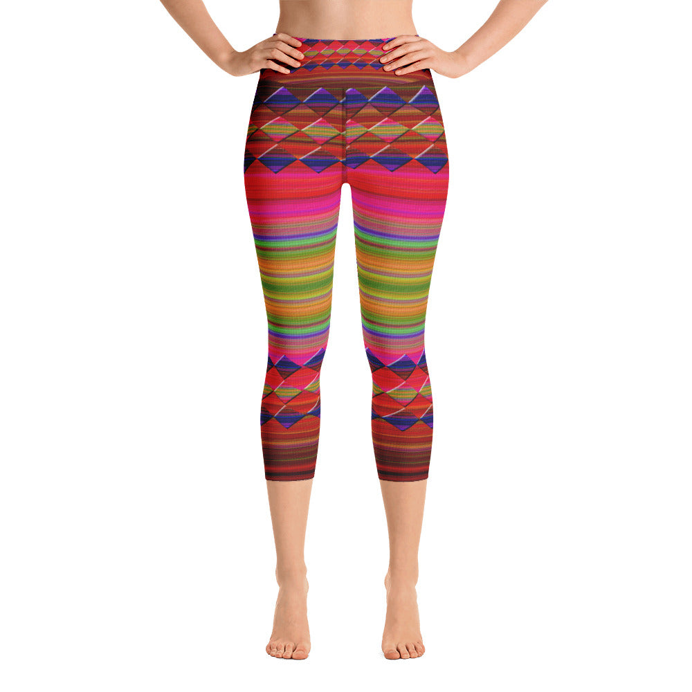 "Let's color"  High Waist  Capri Leggings