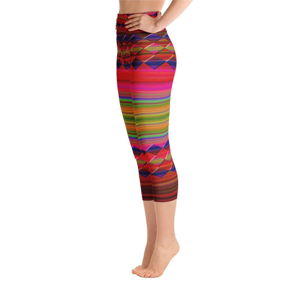 "Let's color"  High Waist  Capri Leggings