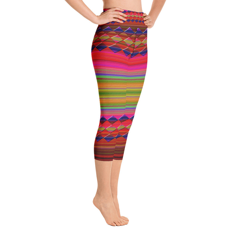 "Let's color"  High Waist  Capri Leggings