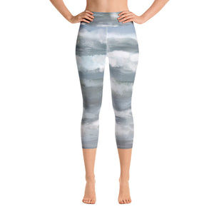 "Life is a beach"  High Waist Capri Leggings