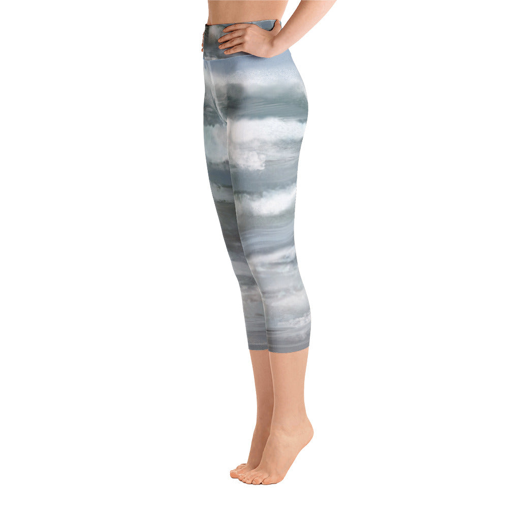 "Life is a beach"  High Waist Capri Leggings