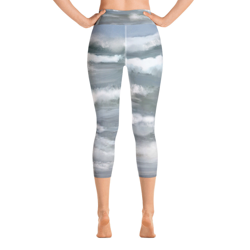 "Life is a beach"  High Waist Capri Leggings