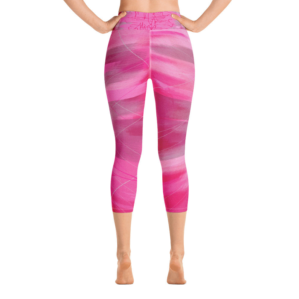 "Pink poem" High Waist Capri Leggings