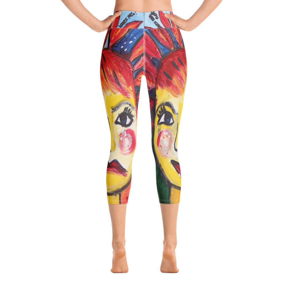 "He loves me he loves me not" High Waist Capri Leggings