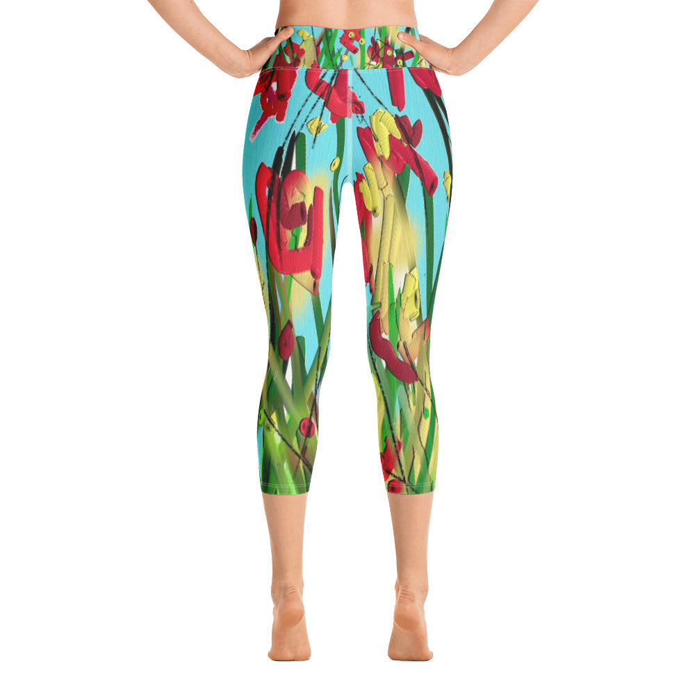 "Wild flower" High waist Capri Leggings