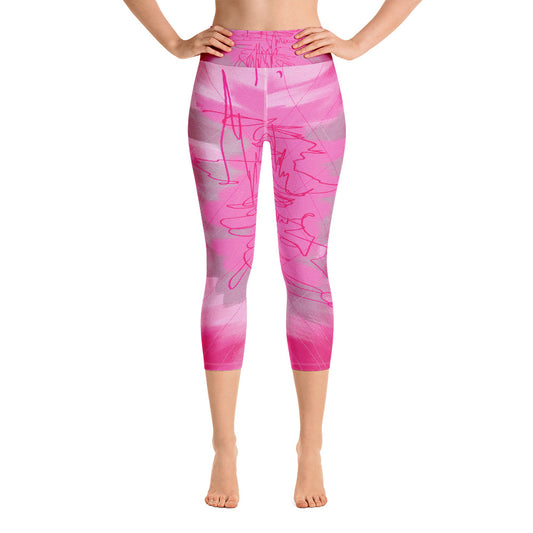 "Pink poem" High Waist Capri Leggings