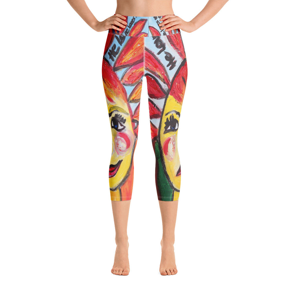 "He loves me he loves me not" High Waist Capri Leggings