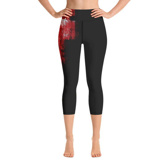 "Single rose" High Waist  Capri Leggings