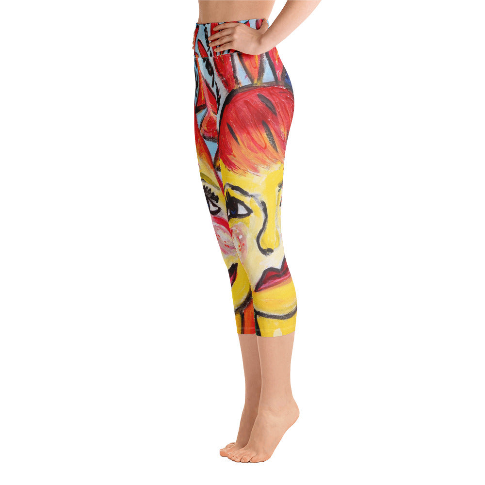 "He loves me he loves me not" High Waist Capri Leggings