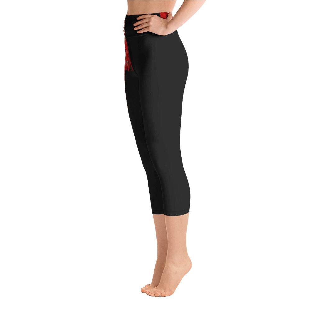 "Single rose" High Waist  Capri Leggings