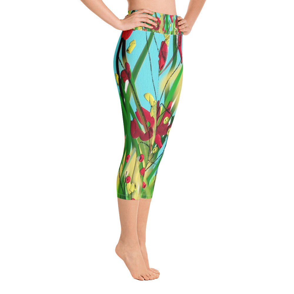 "Wild flower" High waist Capri Leggings