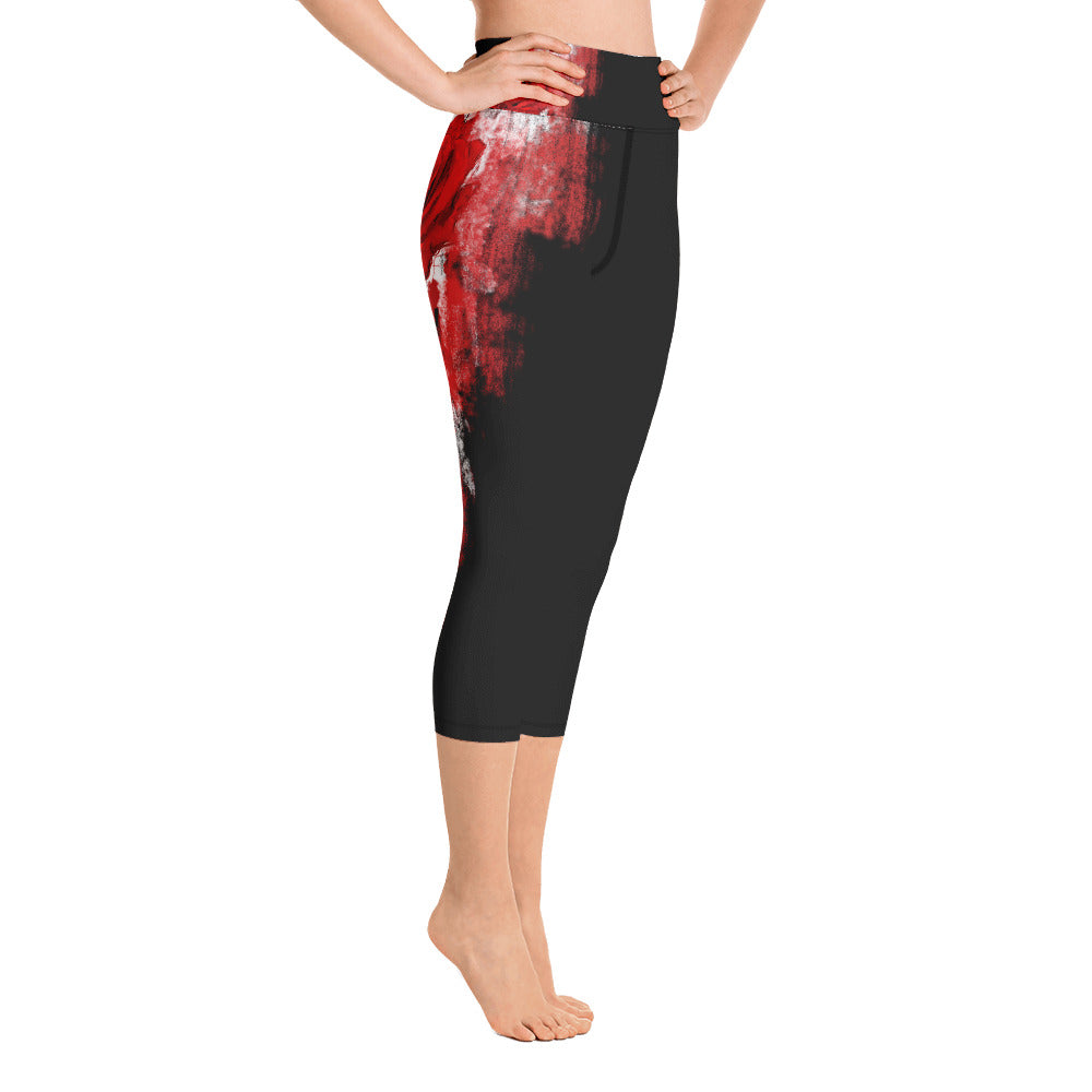 "Single rose" High Waist  Capri Leggings