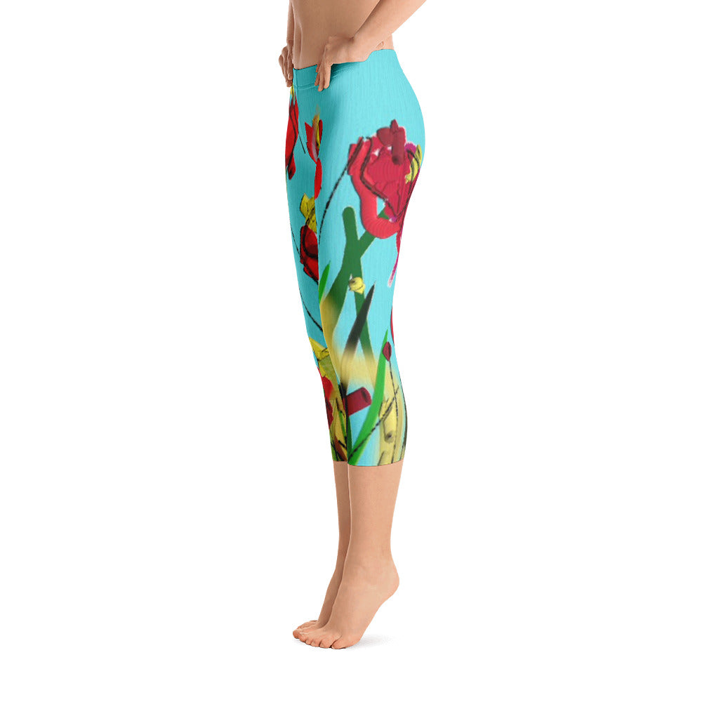 "Wild flower" Capri Leggings