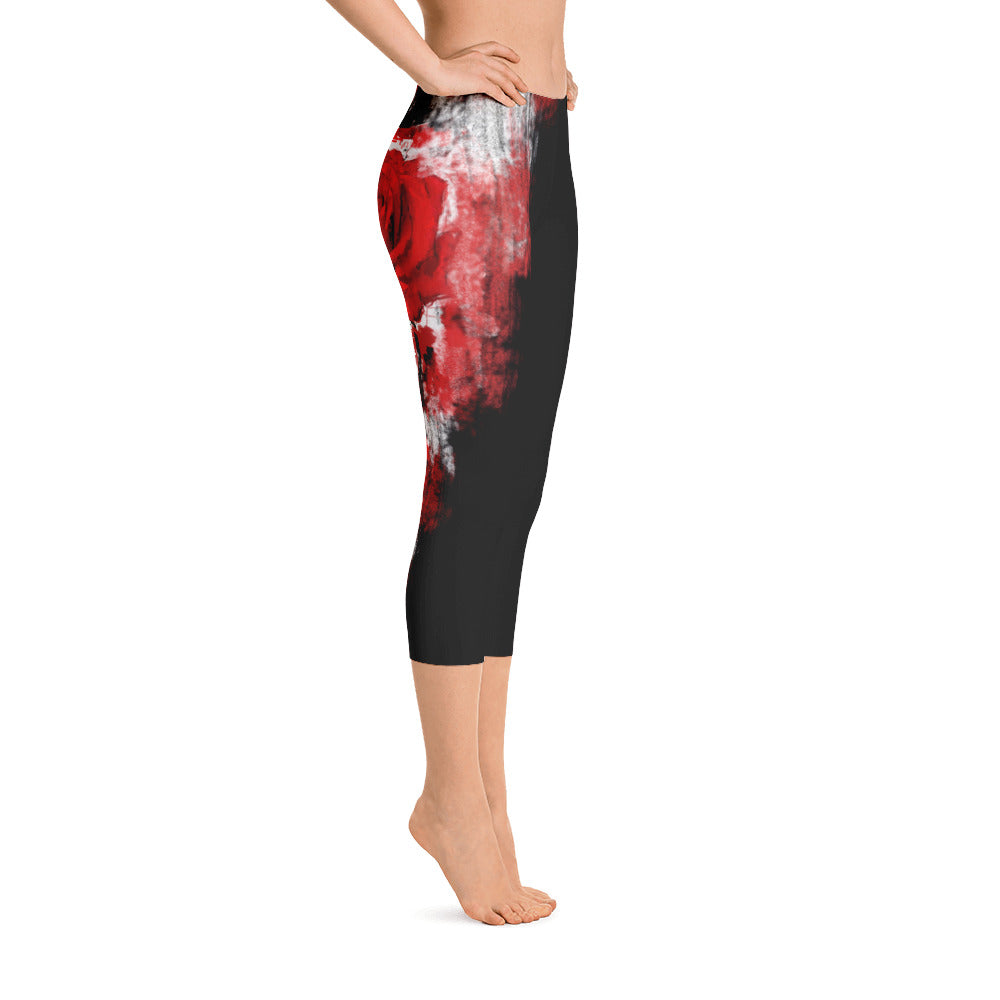 "A single rose" Capri Leggings