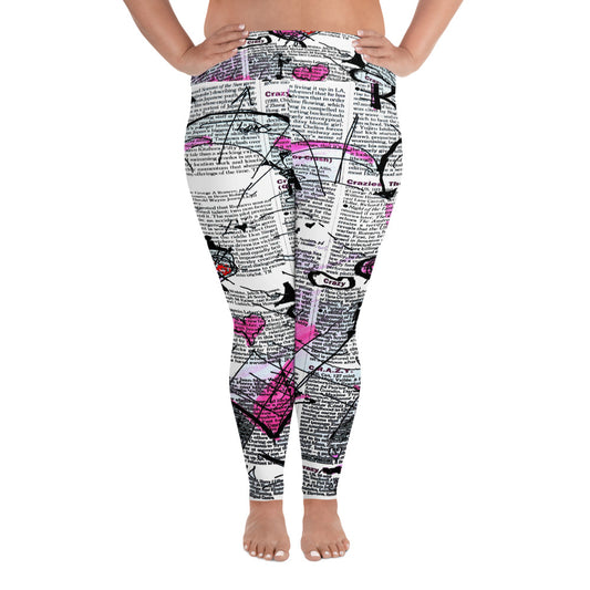 "Crazy heart" High Waist Plus Size Leggings