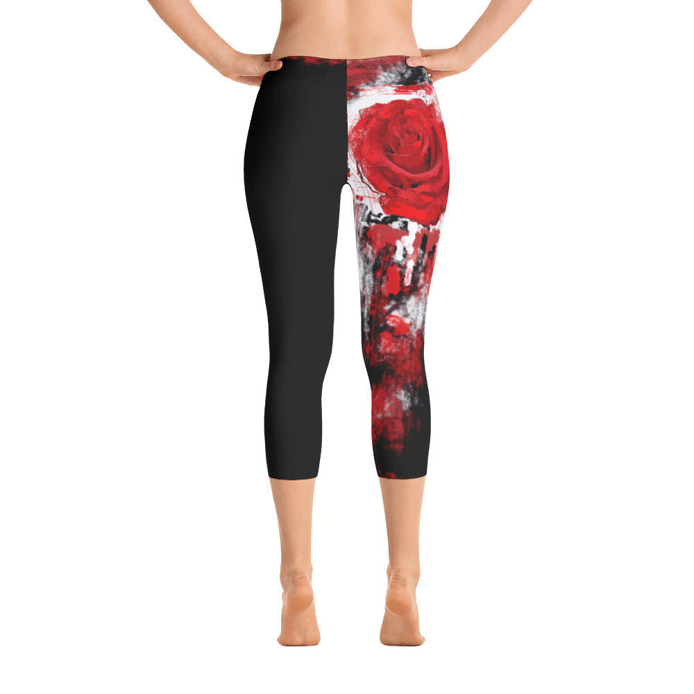 "A single rose" Capri Leggings