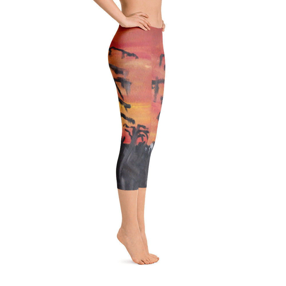 "African sunset" Capri Leggings