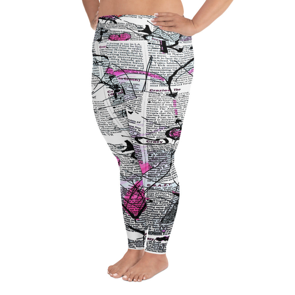 "Crazy heart" High Waist Plus Size Leggings