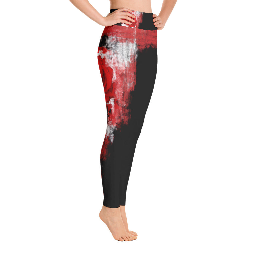 "A single rose" High waist Leggings