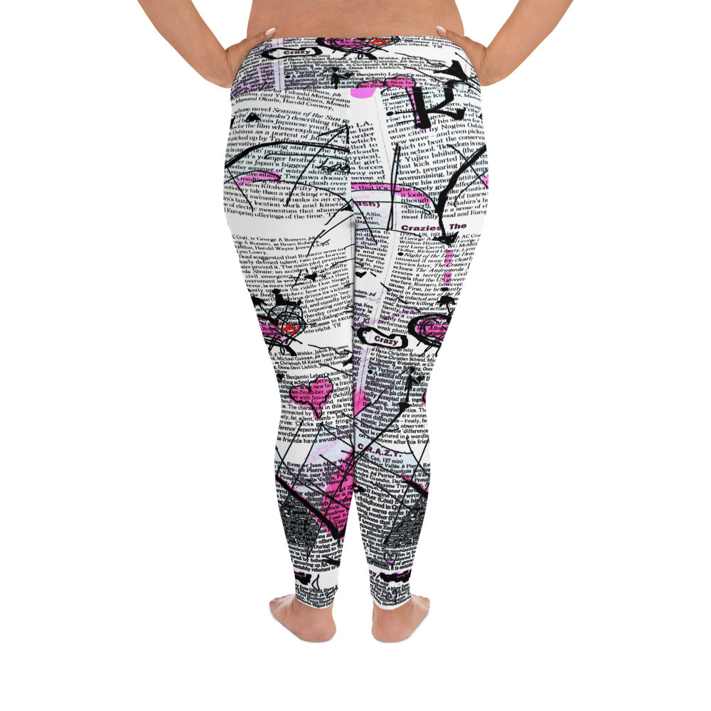 "Crazy heart" High Waist Plus Size Leggings