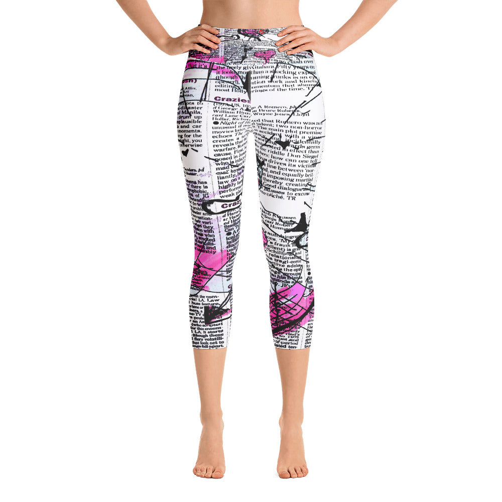 "Crazy heart" High Waist  Capri Leggings