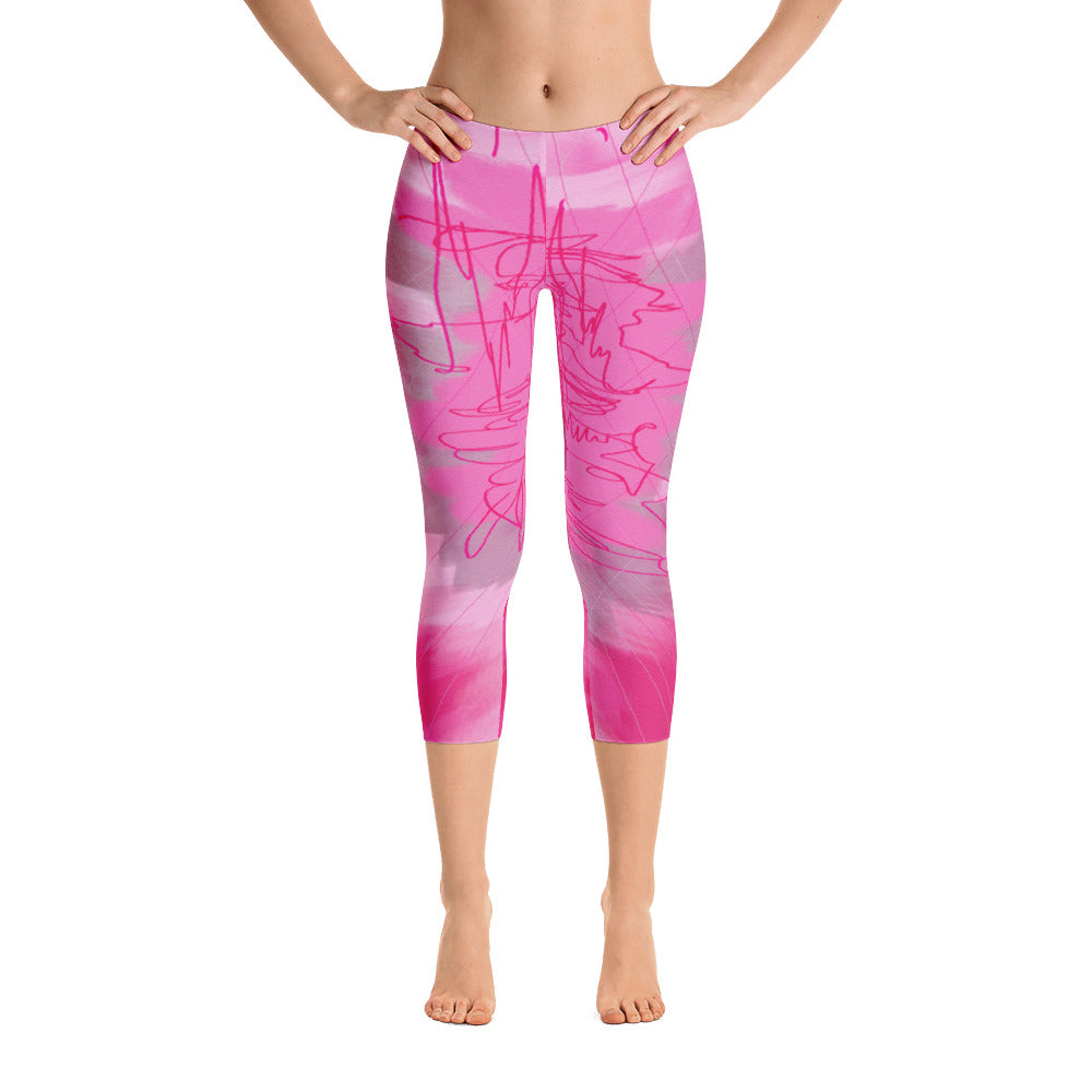 "Pink poem" Capri Leggings