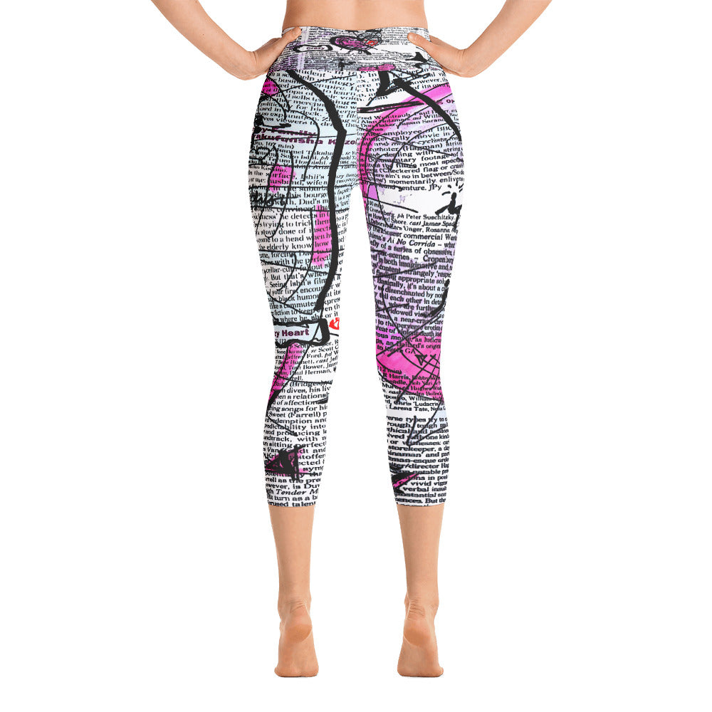 "Crazy heart" High Waist  Capri Leggings