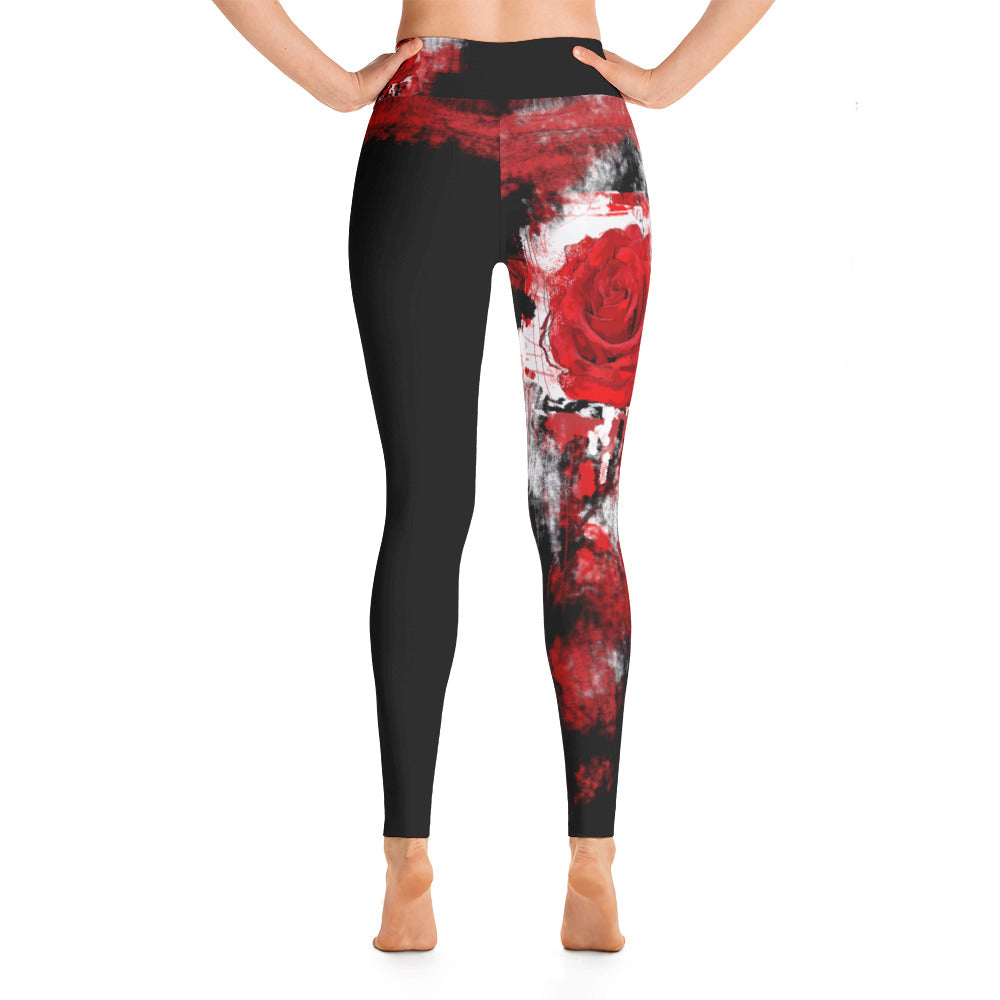 "A single rose" High waist Leggings