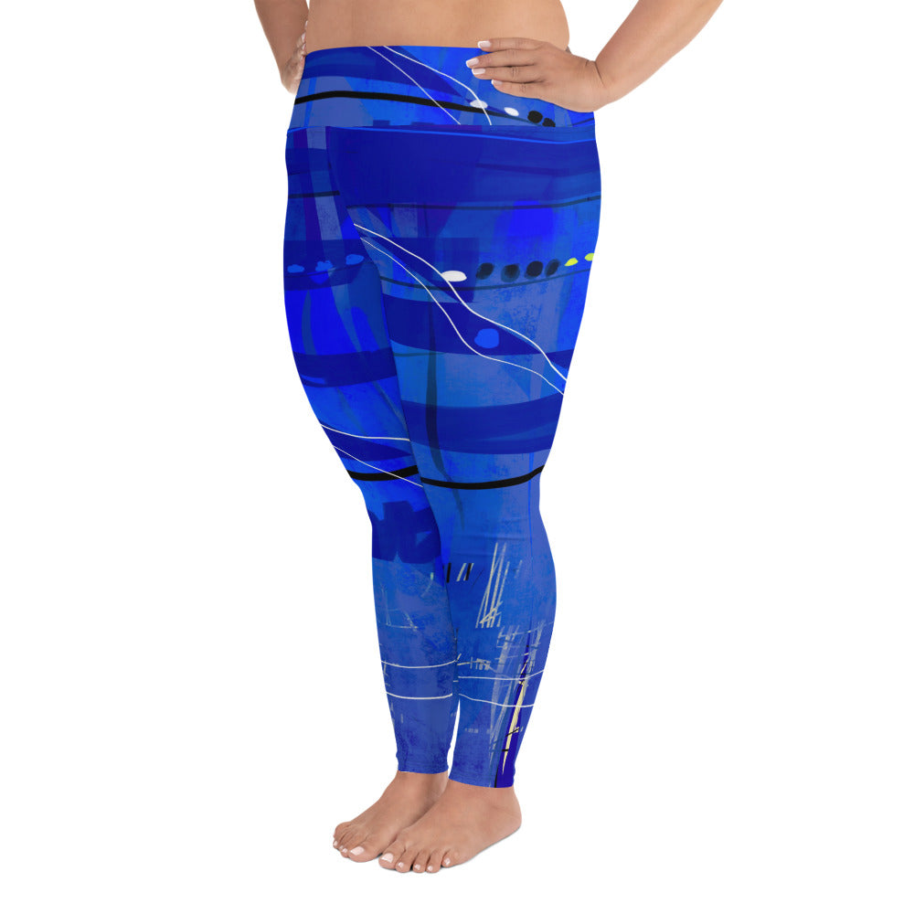 "Blue Mix" Plus Size Leggings