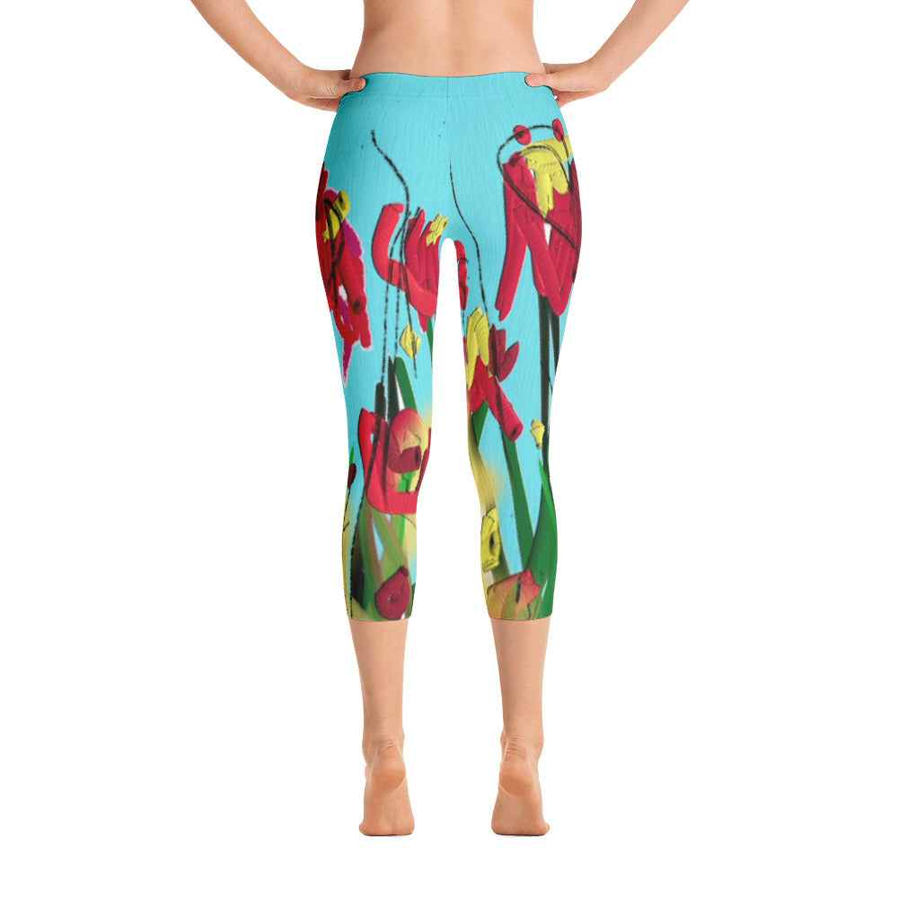 "Wild flower" Capri Leggings