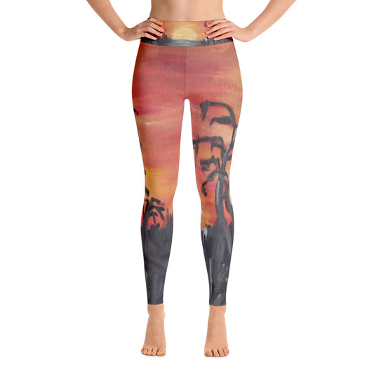 "African sunset" high waist Leggings