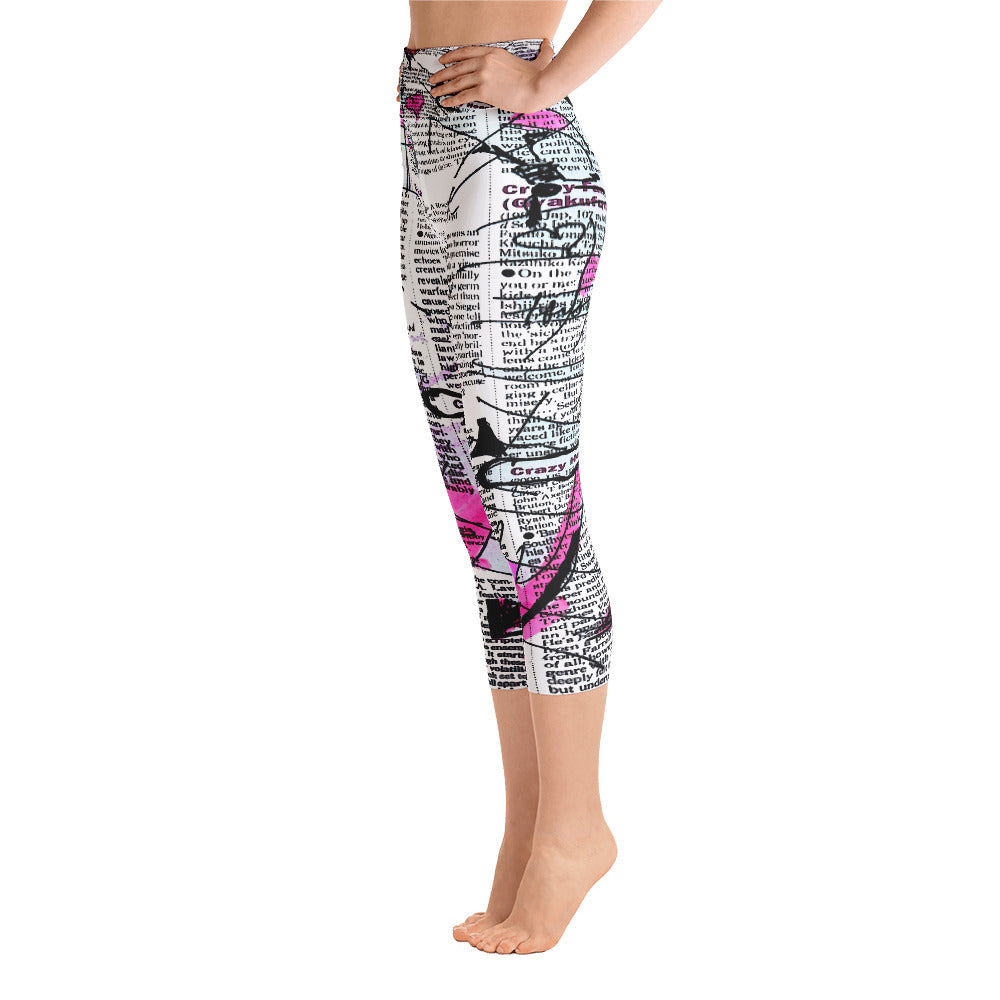 "Crazy heart" High Waist  Capri Leggings