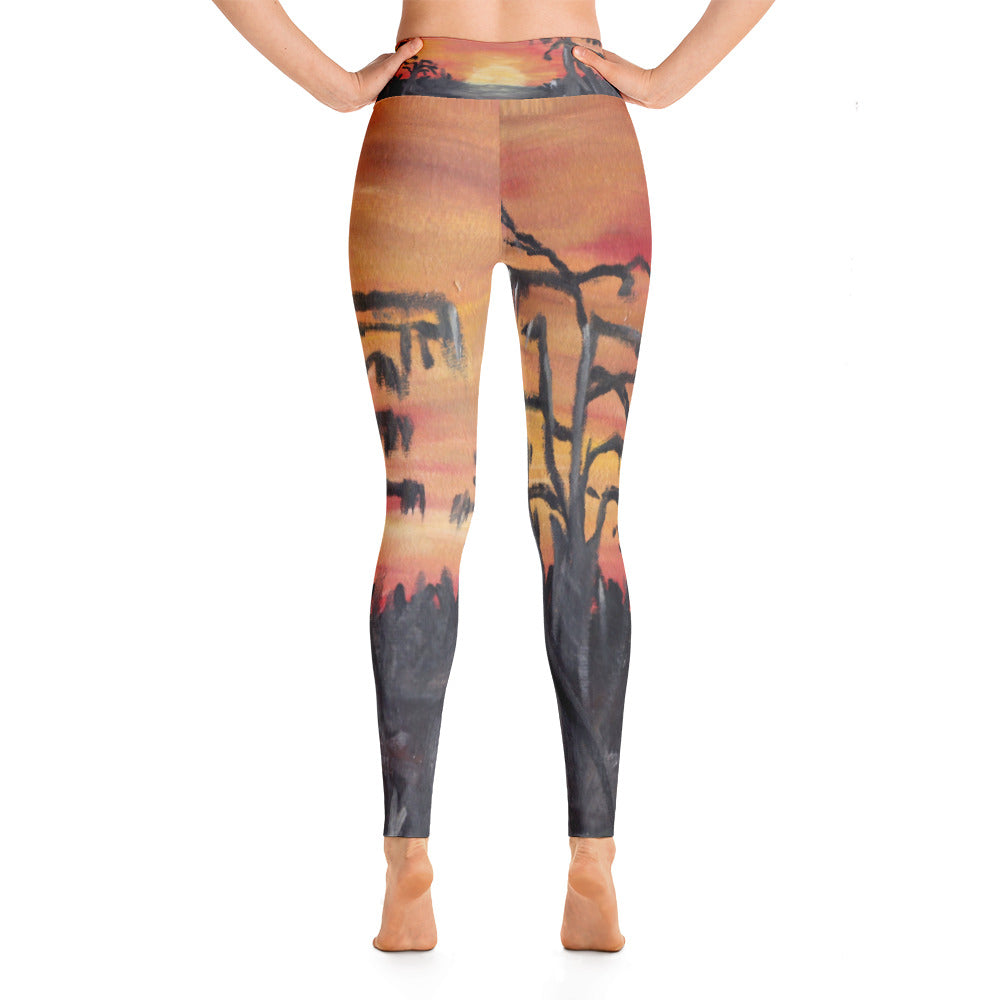 "African sunset" high waist Leggings