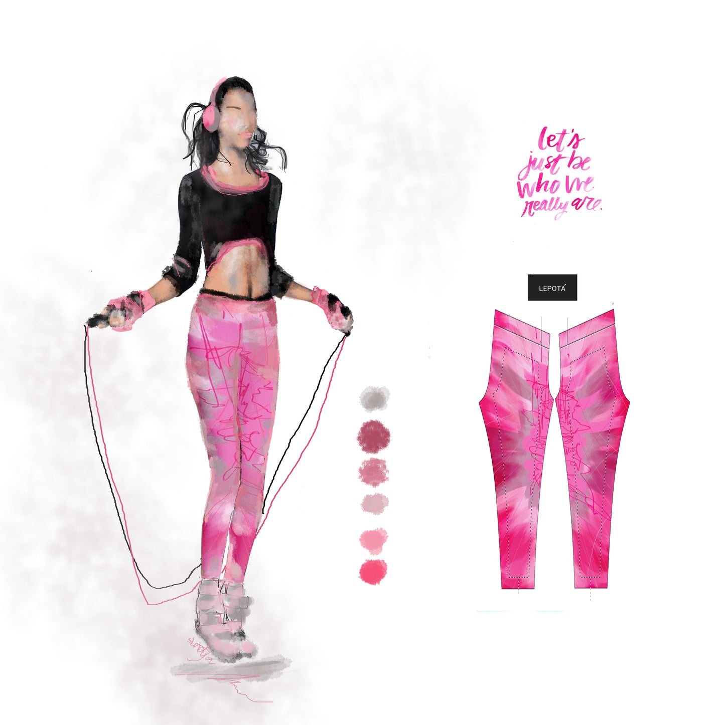 "Pink poem" low waist Leggings